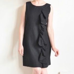 J. Crew Black Wool Ruffle Front Sheath Dress NWOT